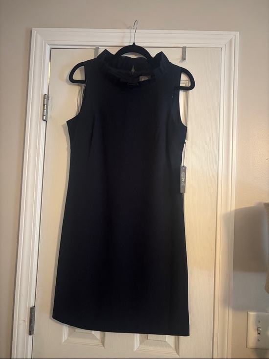 Vince Camuto Dresses & Skirts - Sleeveless Ruffle-Neck Navy Dress